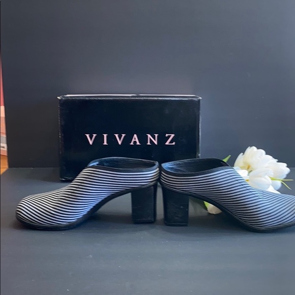 Black and White Striped Mules - Picture 3 of 8